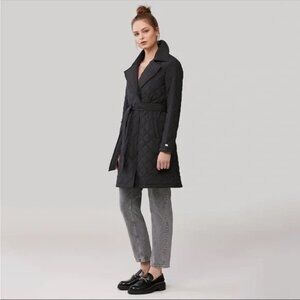 Soia & Kyo Amara Black Quilted Puffer Coat Jacket Tie Belt Size Extra Small XS